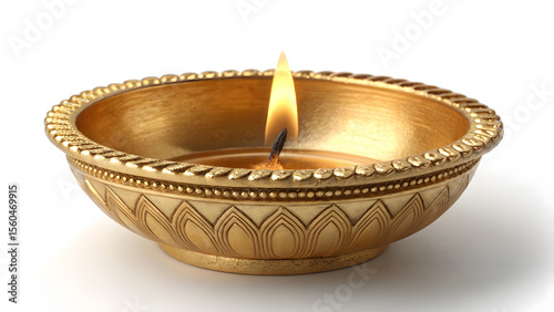 golden diya isolated on white background, 