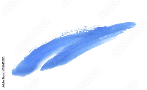 Blue watercolor paint brush stroke isolated on transparent background. watercolor png.
