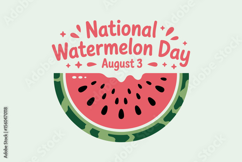 Half watermelon vector with summer vibe text for national watermelon day august 3 sticker or t-shirt print  