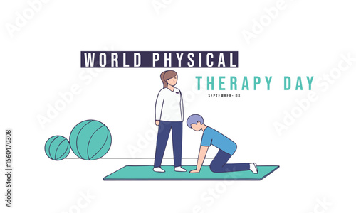 World Physical Therapy Day, exercise Concept Design Background.