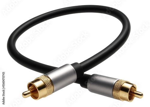 Slim coaxial cable with gold-plated connectors for reducing signal loss in a home theater system.