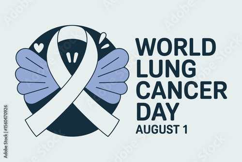 World lung cancer day ribbon design with lungs icon and date august 1 for awareness health campaign print  