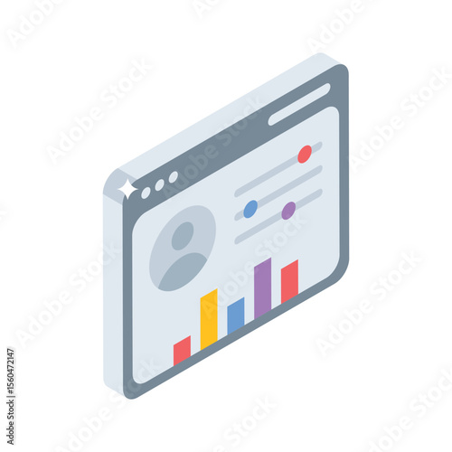 Well designed isometric icon of admin panel dashboard