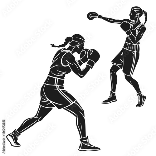 boxers silhouette vector