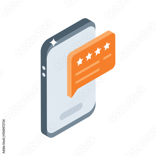 A customizable isometric icon showing mobile chat