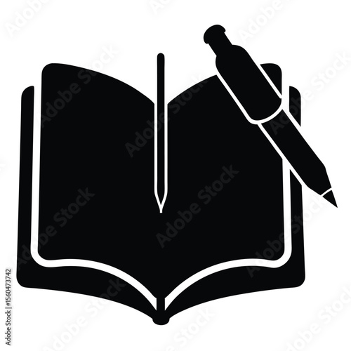 Open Book with Pen Icon Perfect for Education, Writing, and Journaling Projects