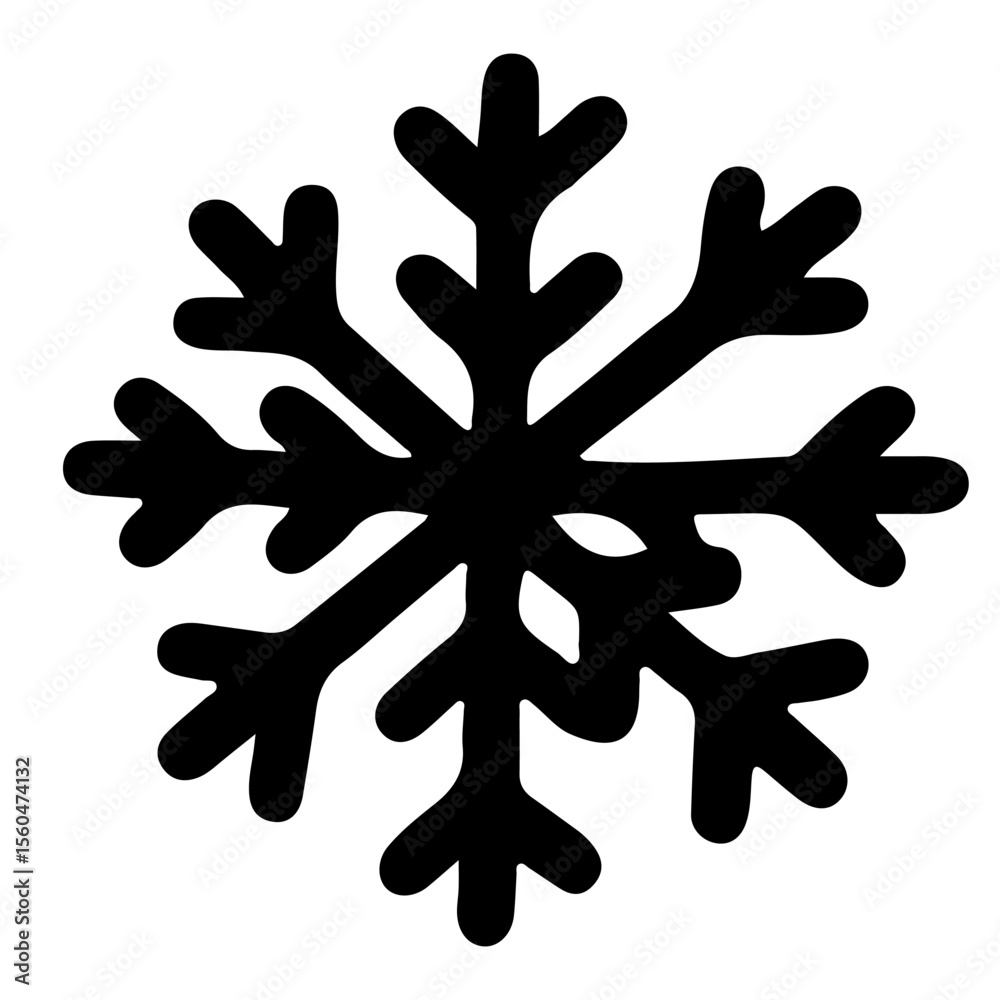 Obraz premium Black snowflake, winter design element, vector illustration