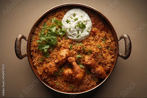 Chicken Biryani served in a copper handi