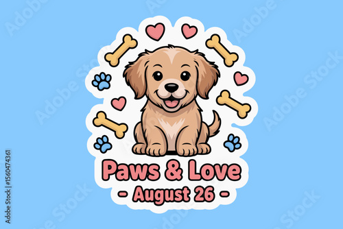 Cute dog day design with puppy and heart elements for august 26 national pet appreciation vector graphic  