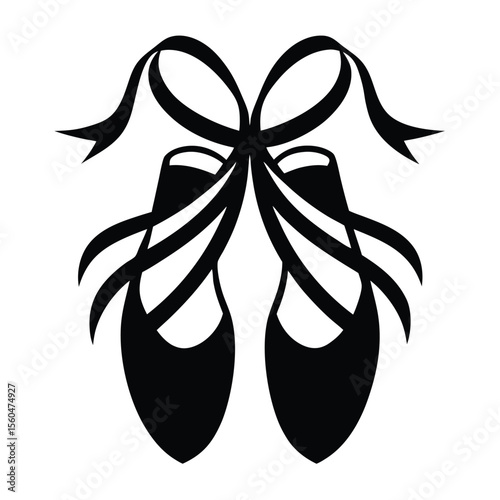 Elegant Ballerina Pointe Shoes A Black and White Illustration of Grace and Dance
