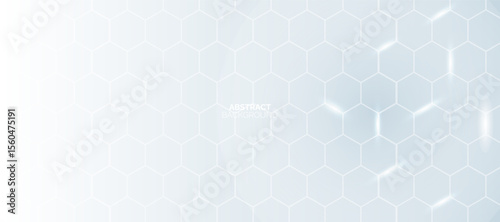 White Hexagonal Medical Background with Soft Light. Modern simple overlay hexagon pattern template. Futuristic technology concept.
