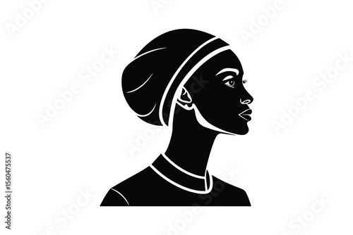 Elegant African Woman Portrait with Headwrap Silhouette