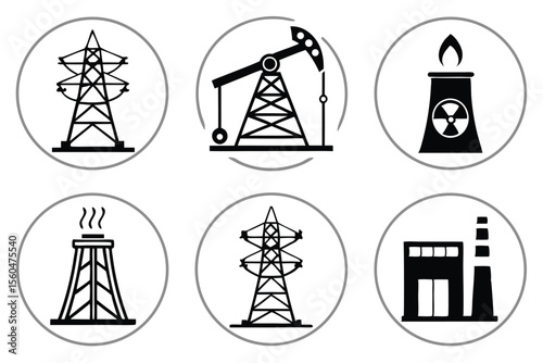 set of vector icons of justice