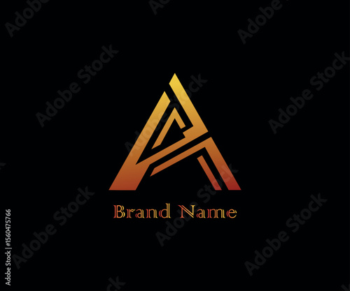 Angular geometric letter A logo in warm gold tone for bold branding