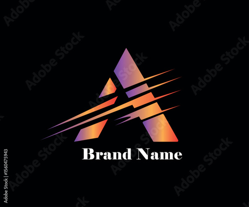 Gradient letter A logo with slash effect and modern dark background