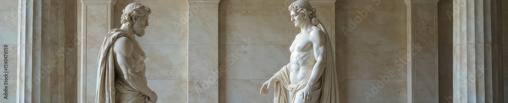 Naklejka premium Majestic Unfinished Marble Statue A Contemporary Sculpture in Progress, showcasing raw texture and smooth detail, embodying artistic creation.