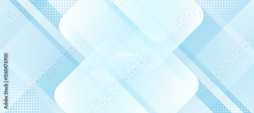 Light Blue Abstract Background with Overlapping rounded square Shapes. Modern white square lines pattern. Futuristic technology concept.