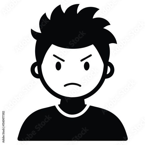 Angry Boy Icon Vector Illustration of Frustration and Anger Expression