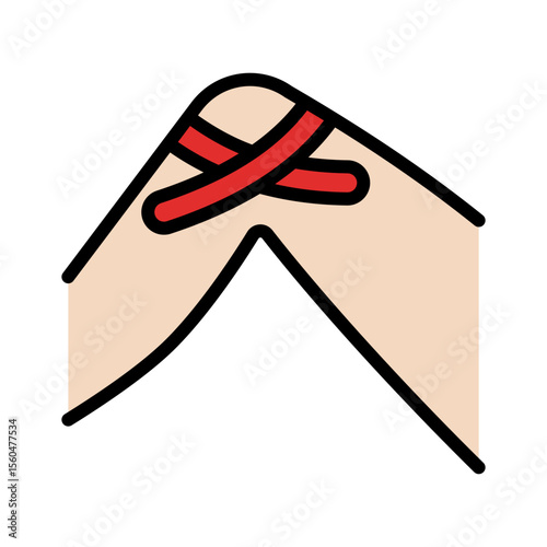 Knee kinesio tape strips color icon. Elastic therapeutic tape. Muscles swelling and pain reduction. Joints and ligaments support. Isolated line symbol illustration