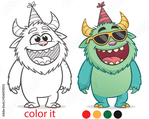 Cute Monster Coloring Book for Kids – Funny Cartoon Monsters with Party Hats, Smiles & Silly Faces