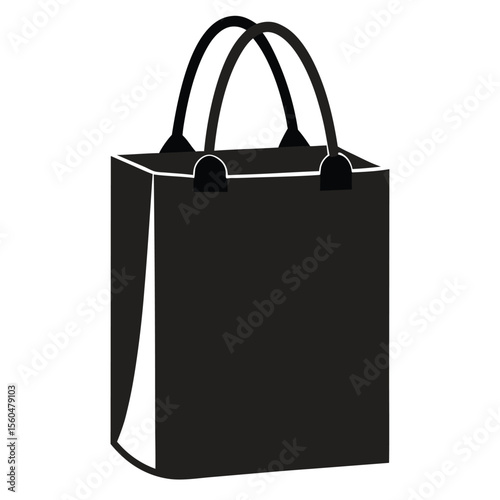 Reusable Shopping Bag Eco-Friendly Tote Bag Design, Sustainable Lifestyle Choice, Black and White Icon