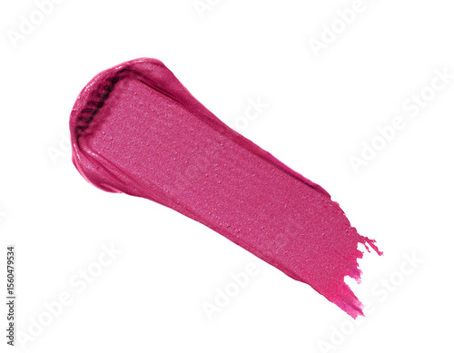 Pink shimmering wet eyeshadow swatch isolated on transparent background. Eyeshadow smear smudged showcasing eyeshadow texture.