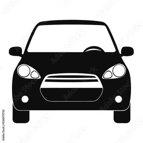 Front View of a Simple Car Icon  A Clean, Minimalist Vector Illustration of an Automobile