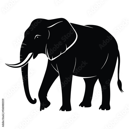 Majestic African Elephant Silhouette A Powerful Symbol of Strength and Wisdom photo