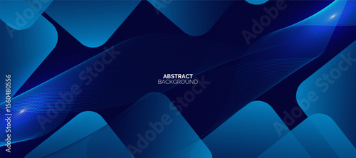 Dynamic abstract blue background with glowing wave lines. Shiny moving lines design element. Technology concept.