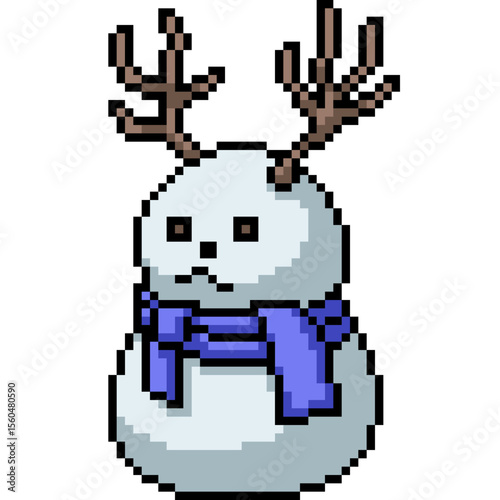 pixel art of deer scarf snowball doll