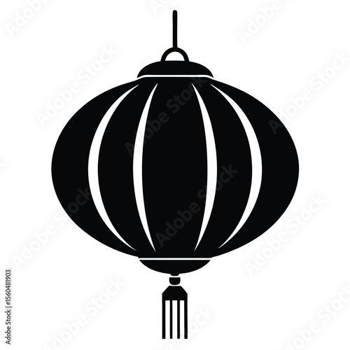 Elegant Black and White Chinese Lantern Illustration Festive Symbol of Culture and Celebration