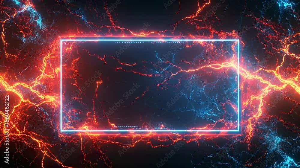 Energetic frame with fiery plasma streaks and cool lightning bolts abstract Energetic frame with fiery plasma streaks and cool lightning bolts abstract