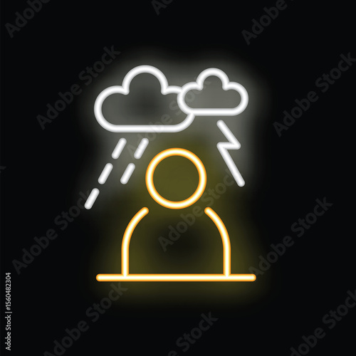 Neon sign representing the concept of stress, anxiety, and mental health challenges