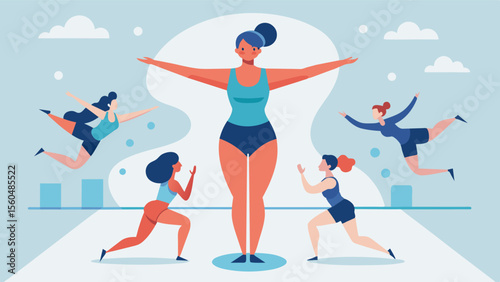A gymnastics club that promotes body neutrality and rejects the pressure to conform to a certain body type.. Vector illustration