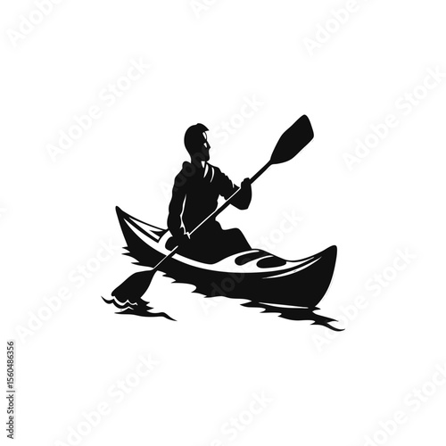 A Man Kayaking Silhouette Icon