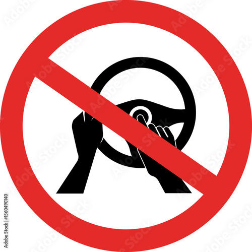 Isolated illustration silhouette forbidden driver honks car beep sign