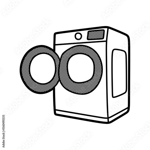 washing machine slanted left view with open door