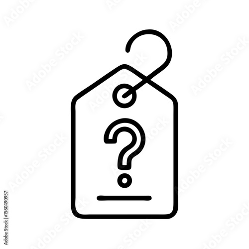 Blank tag with question mark for labeling or pricing items  