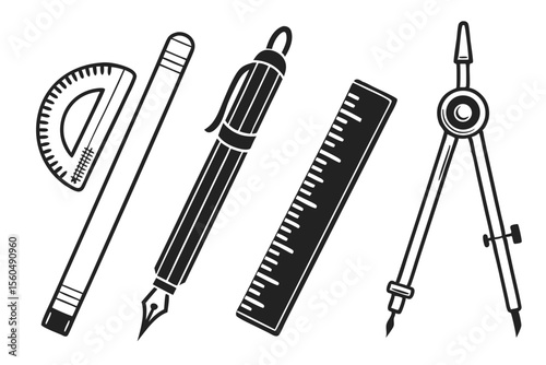 set of black and white pencil