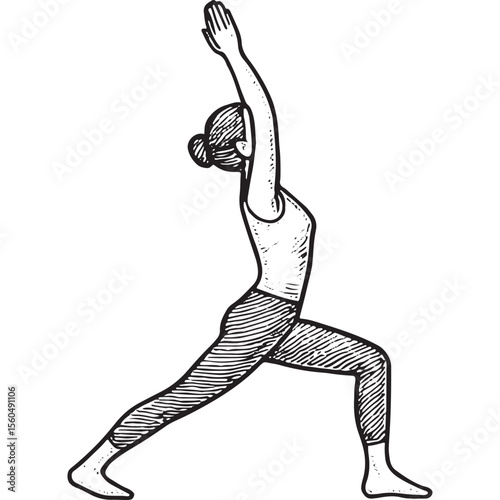 Warrior pose with lunge, building strength and endurance