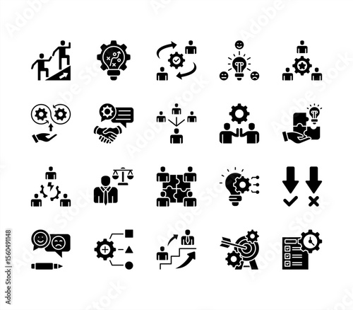 Management Development Program editable stroke icon set.