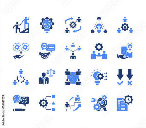 Management Development Program editable stroke icon set.