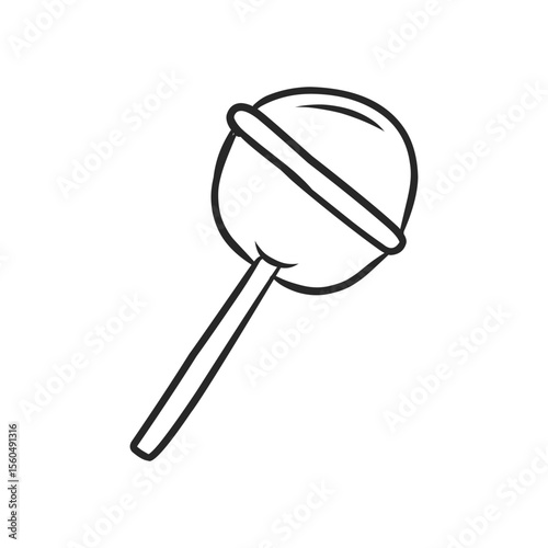 Simple Hand-Drawn Lollipop Icon with Spherical Candy and Straight Stick Design