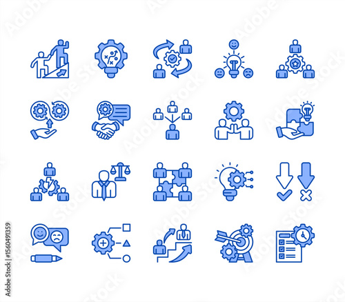 Management Development Program editable stroke icon set.