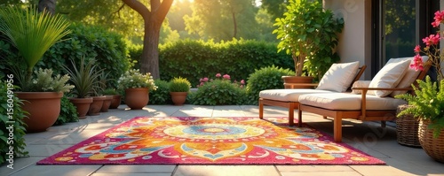 Vibrant Summer Patio Rug Cheerful Outdoor Decor for Relaxation and Entertaining