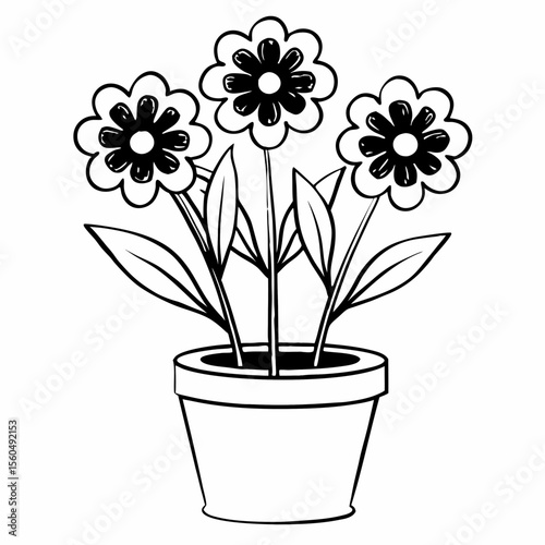 flowers in a pot victor icon , flower in pot