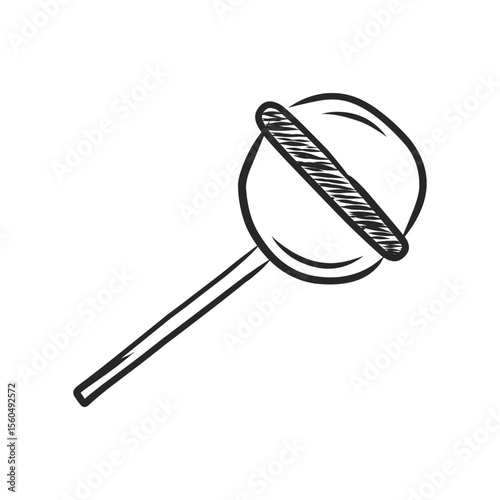 Simple Hand-Drawn Lollipop Icon with Spherical Candy and Straight Stick Design