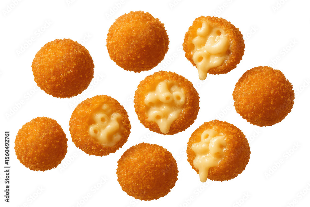 Appetizing golden mac and cheese balls, isolated on transparent background. Appetizing golden mac and cheese balls, isolated on transparent background.