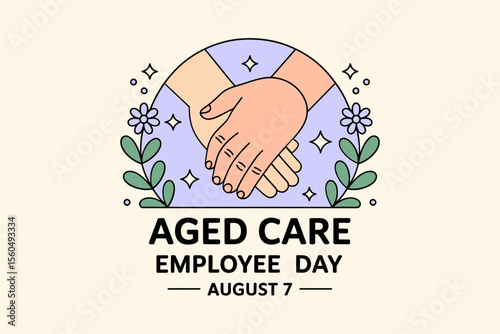 Hand and heart illustration for aged care employee day august 7 with gratitude themed appreciation design  