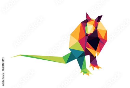 Armadillo in Colorful Polygonal Low Poly Vector. Armadillo Standing pose vector Illustration Abstract. Colorful Vector Logo of Standing Armadillo.eps